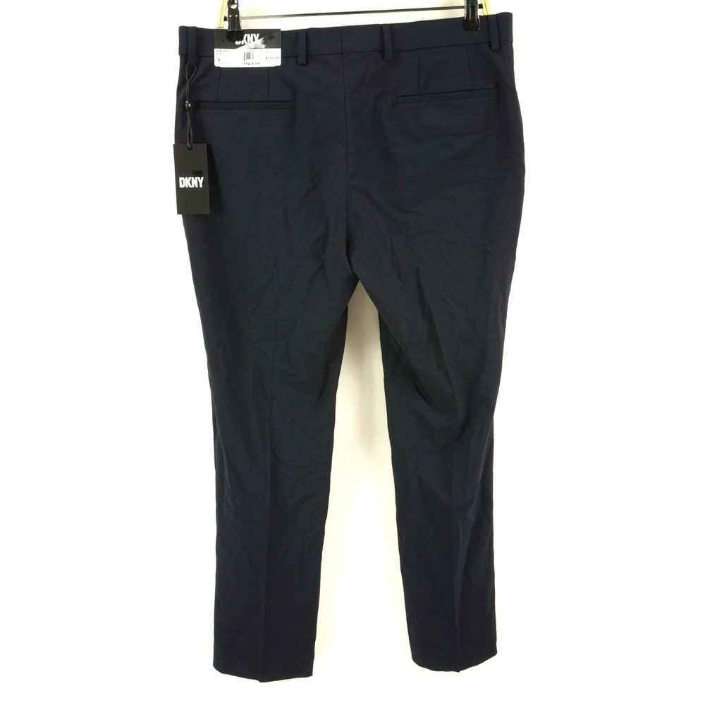 New $135 DKNY Dario Performance Trouser Men 34 x 29 Navy Blue Stretch Dress Pant - Picture 2 of 11